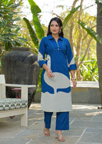 Pure cotton digital print kurta pant in blue