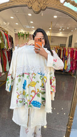 Pure Mul cotton lining applique work Kalamkari co ord set in ivory