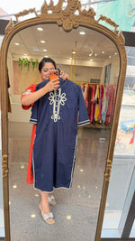 Blue colour embroidery suit in solid colour