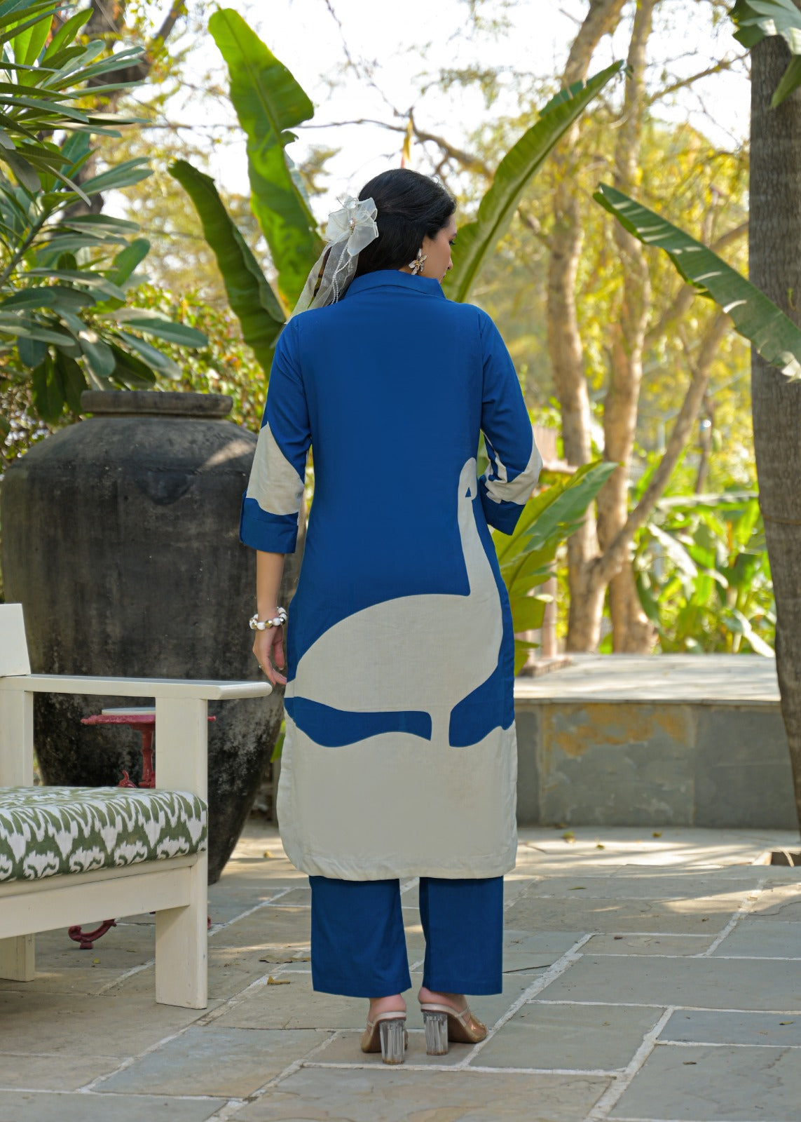 Pure cotton digital print kurta pant in blue