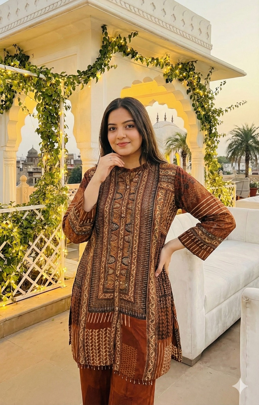 Premium crepe silk lining Kalamkari Co ord set