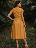 Celebrity style cotton with pocket dress