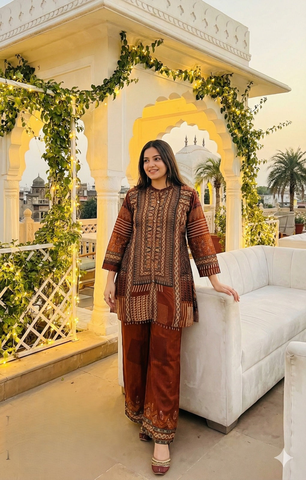 Premium crepe silk lining Kalamkari Co ord set