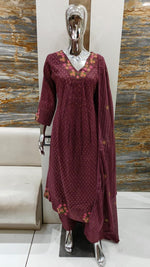 Premium cotton zari embroidered Anarkali suit set