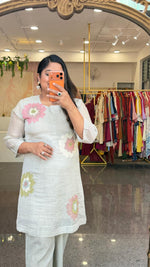 Super smart Premium Mul Chanderi embroidery co ord set
