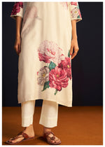 Linen cotton with githan work digital printed suit set