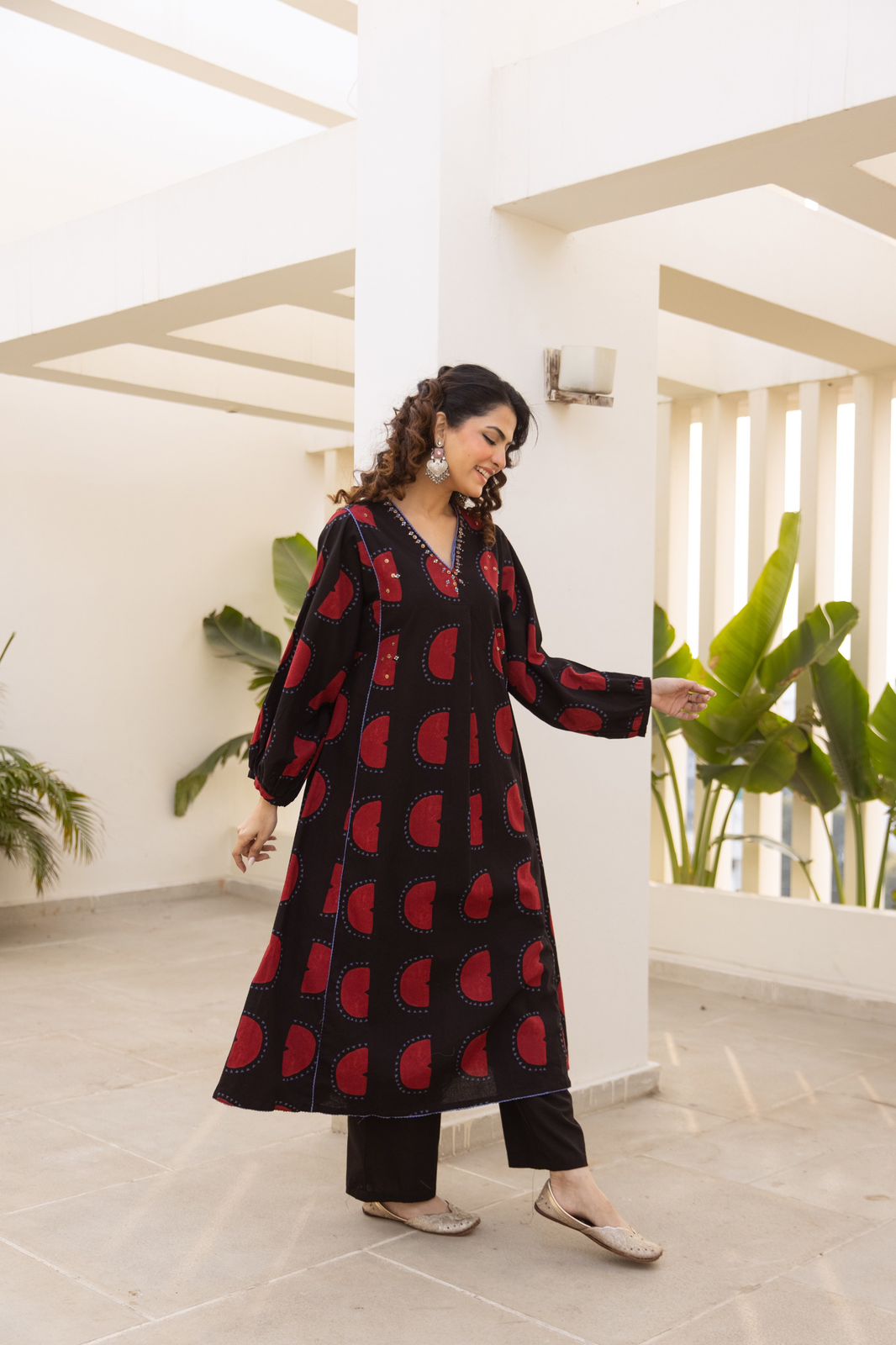 Super smart cotton polka dot kurta pant