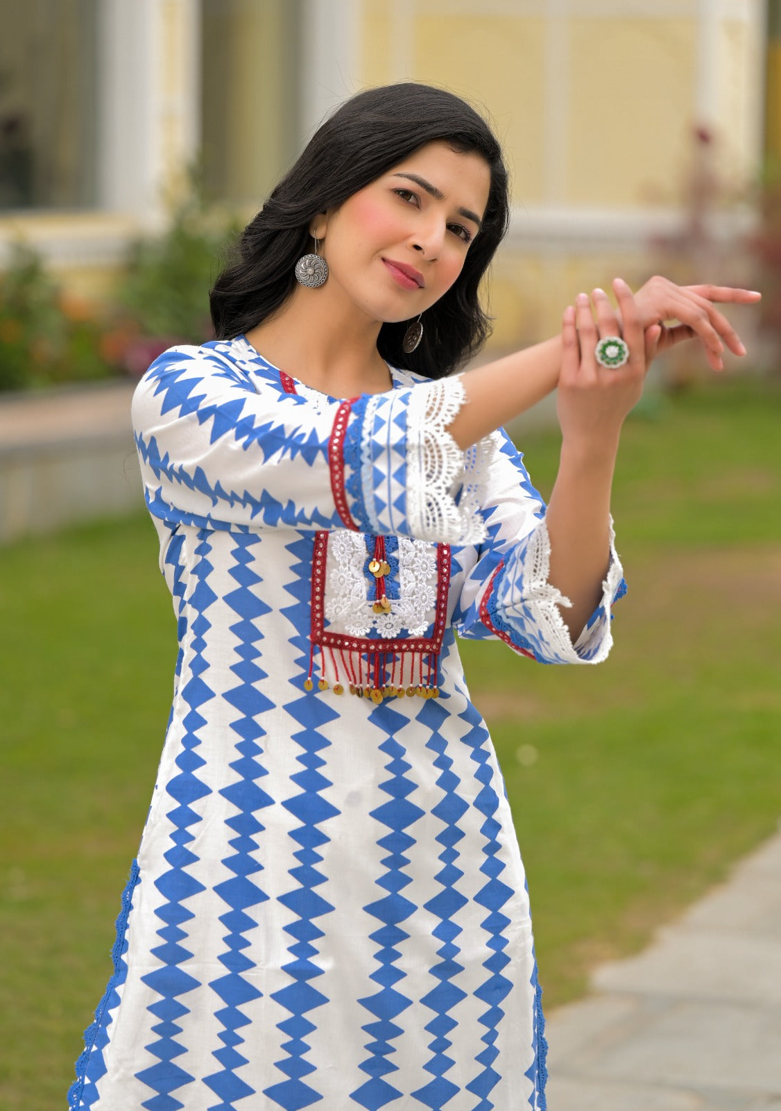 Super smart premium cotton lining cotton co ord with lace detailing