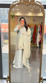 Premium tissue plazzo skirt with heavy handwork party wear suit