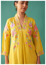 Stylish pure Mul silk embroidered suit set