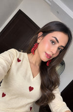 Cotton embroidered plazzo set comes with chilly earring