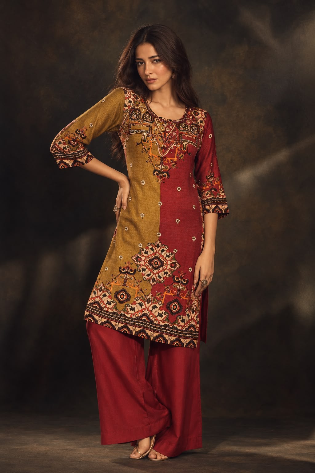 Pretty Patola crepe silk plazzo pant Co ord