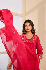 Pure Mul cotton real mirror full suit set in pink