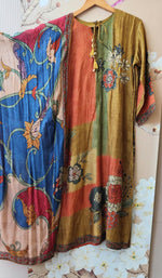 Mul silk digital printed full suit set in yellow