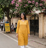 Super pretty hand chikankari with inner in yellow only kurta