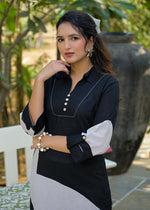 Pure cotton digital print kurta pant in black