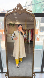 Super soft Mul silk loose fitted co ord set in yellow Kurta has two pockets