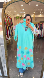 Pretty pretty fully embroidered premium cotton suit set in blue
