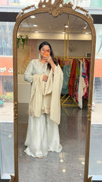 Premium tissue plazzo skirt with heavy handwork party wear suit