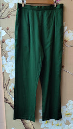 Wow designer applique bottle green suit set in pure Mul chanderi