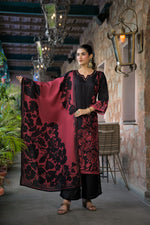 Pure Russian silk digital print red n black suit set