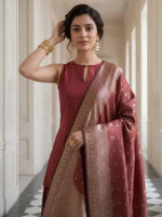 Pretty silk farshi suit set paired with Banarasi dupatta