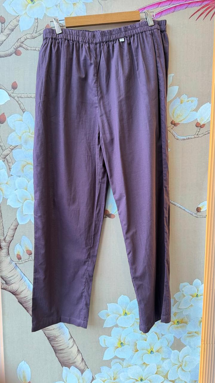 Pure cotton 3d embroidery suit set in purple