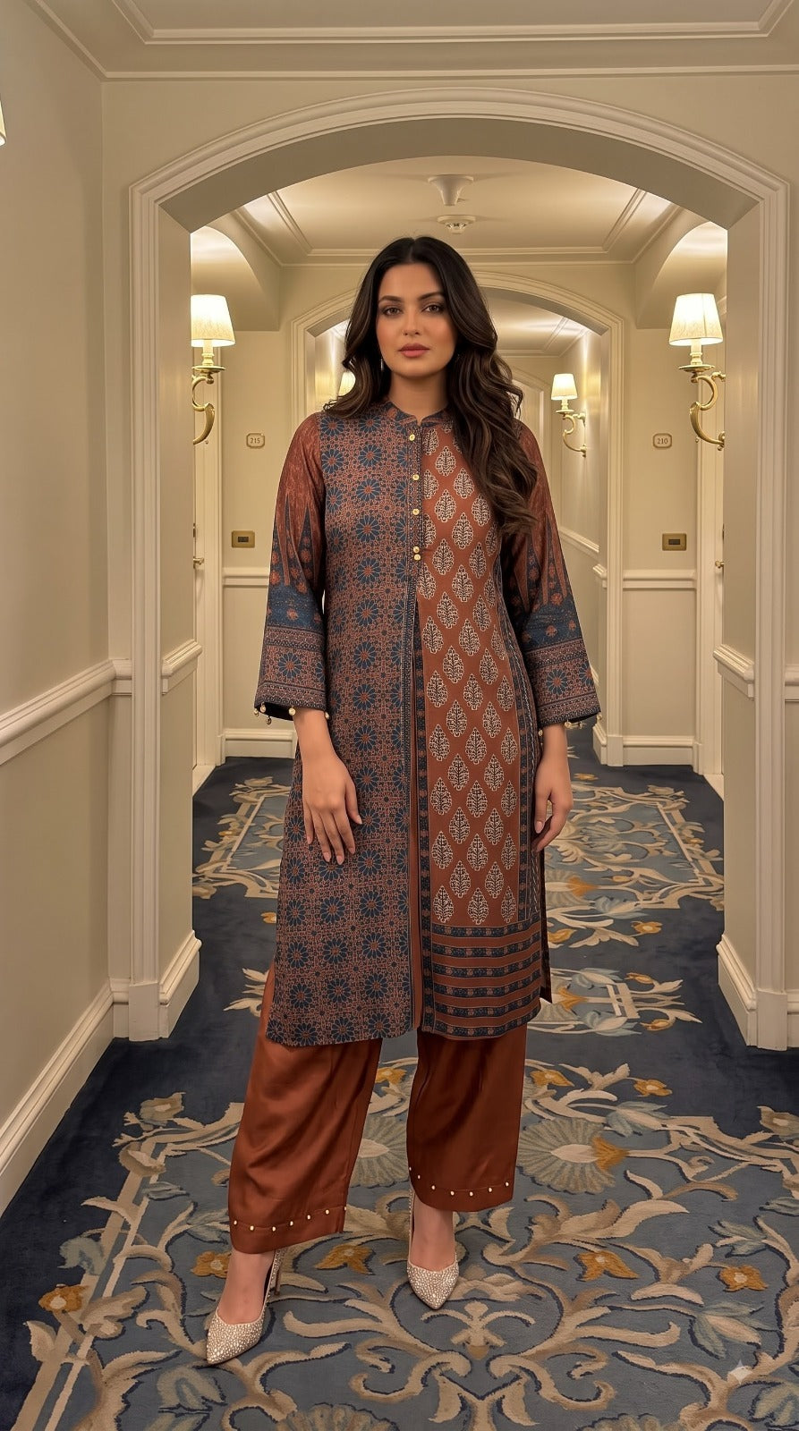 Ajrakh crepe plazzo set