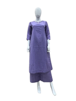 Cotton mirror work Kurta pant in purple