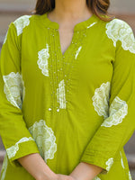 Digital printed cotton kurta pant with pocket