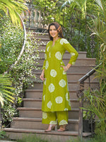Digital printed cotton kurta pant with pocket