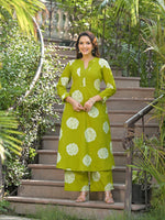 Digital printed cotton kurta pant with pocket