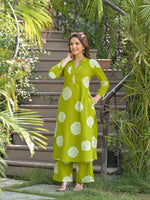 Digital printed cotton kurta pant with pocket