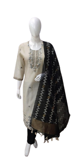 Premium jamdani suit set paired with a gorgeous black dupatta