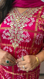 Premium Rani pink ghatchola bandhani lakri patta suit set