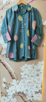 Premium Mul chanderi with inner and paired with linen pants in blue