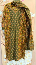 Pure cotton Kalamkari cotton suit set in green