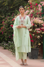 Premium green Mul cotton lining suit set