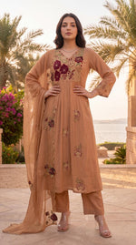 Crush cotton applique work full suit set