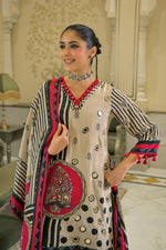Pure crepe real mirror plazzo set in beige n red