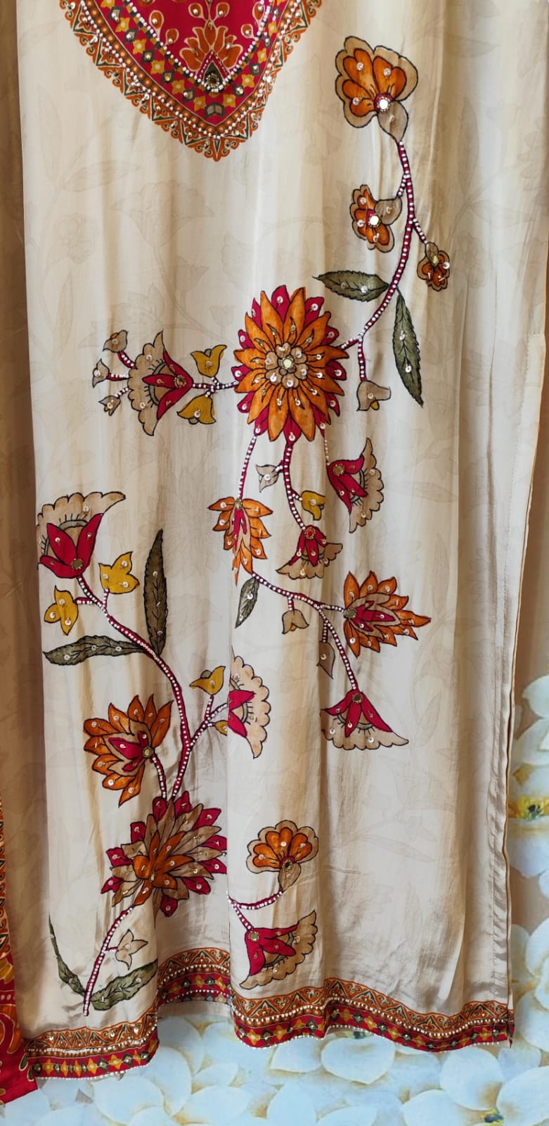 Pure crepe Kalamkari suit set with lining