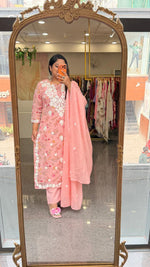 Pure Mul cotton lining chikankari suit set in pink