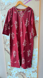 Pure cotton floral kurta red