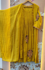 Premium Banarasi Mul Chanderi embroidered in yellow