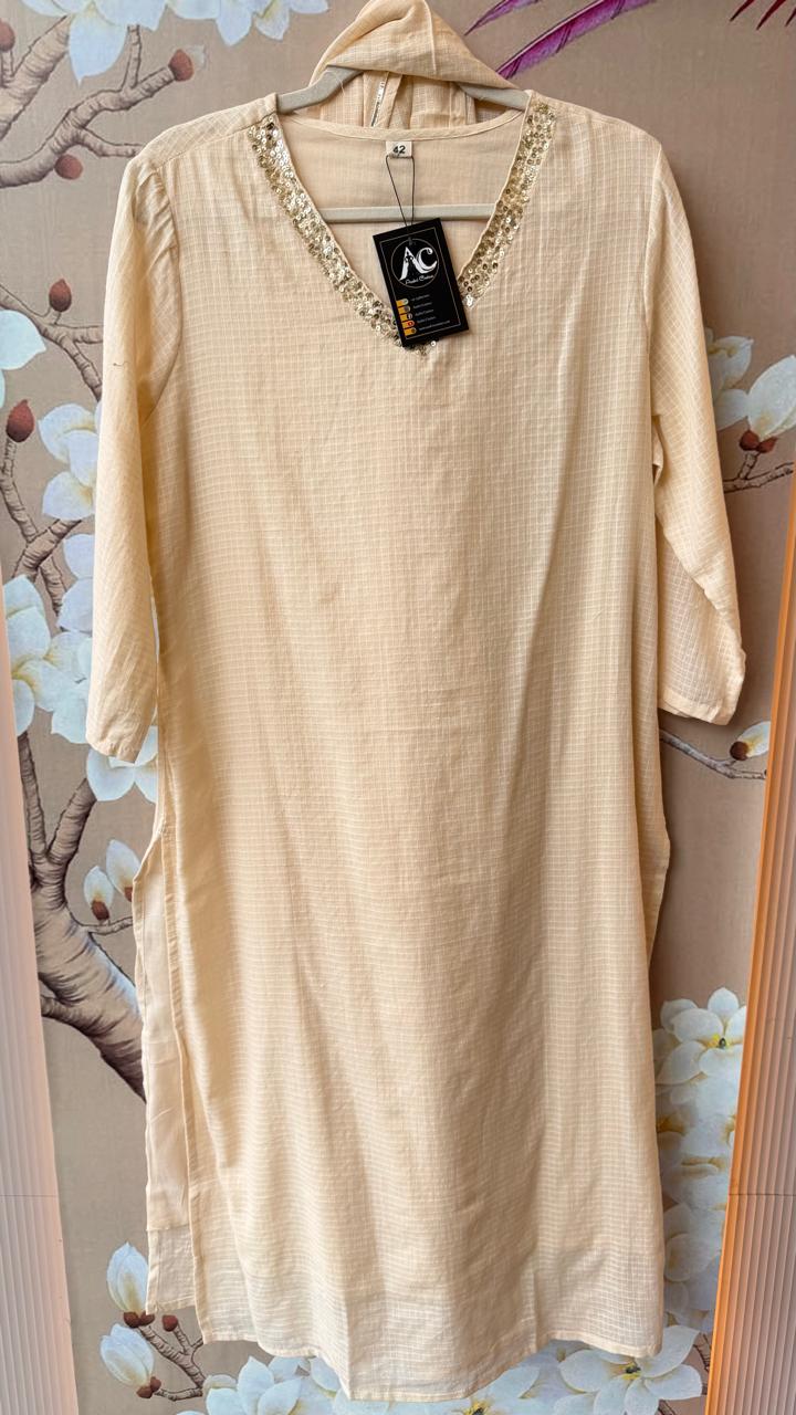 Premium cotton full suit set in cream