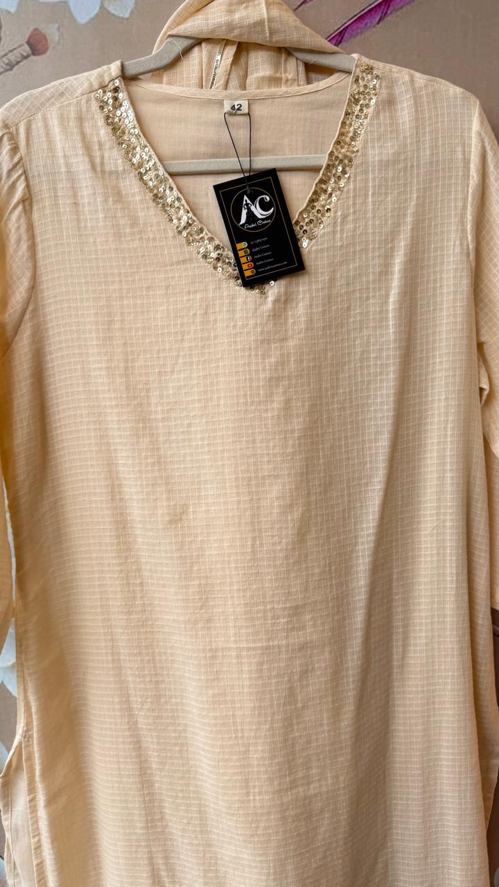 Premium cotton full suit set in cream