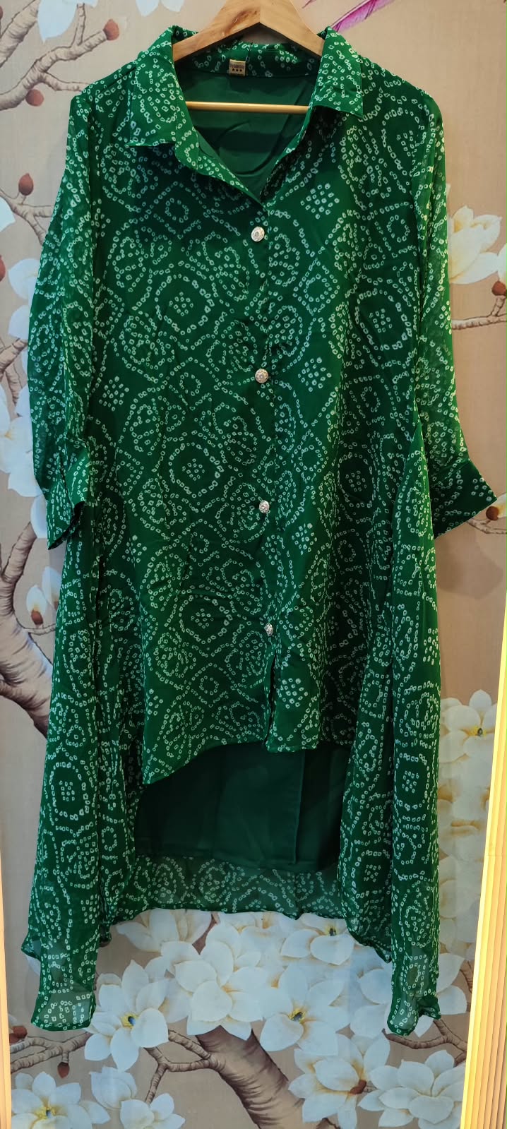 Pretty georgette in green Co ord