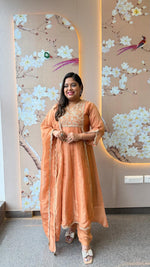 Restocked in new colour! Shimmer tissue with zari detailing full suit set