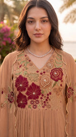 Crush cotton applique work full suit set