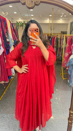 Restocked !! Pure Mul cotton with lining and pocket suit set in red